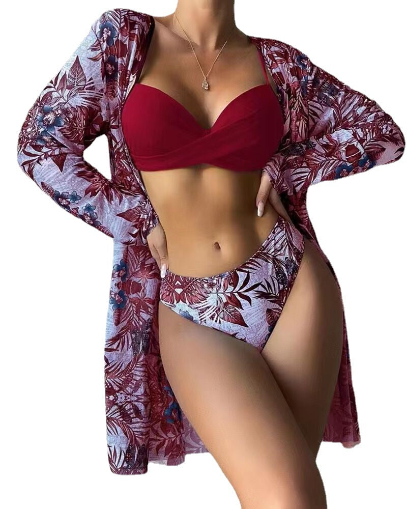 Damen Bikini-Set mit floralem Cover-Up R&B