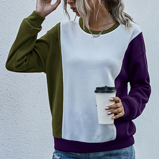 Damen lässiger Sweatshirt mit modischem Farbblockdesign R&B