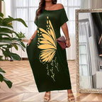 Damen Maxikleid mit elegantem Schmetterlingsmotiv R&B