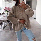 Damen Übergroßer Strickpullover mit luftigen Ärmeln R&B