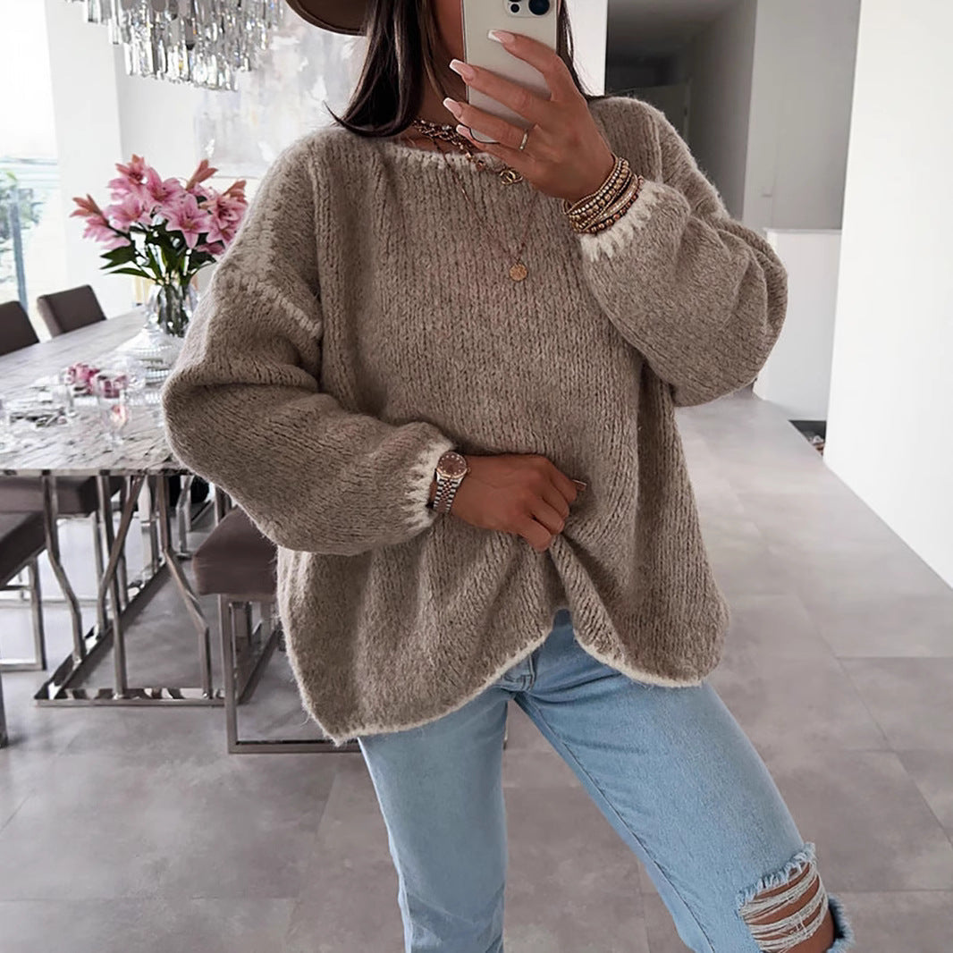 Damen Übergroßer Strickpullover mit luftigen Ärmeln R&B
