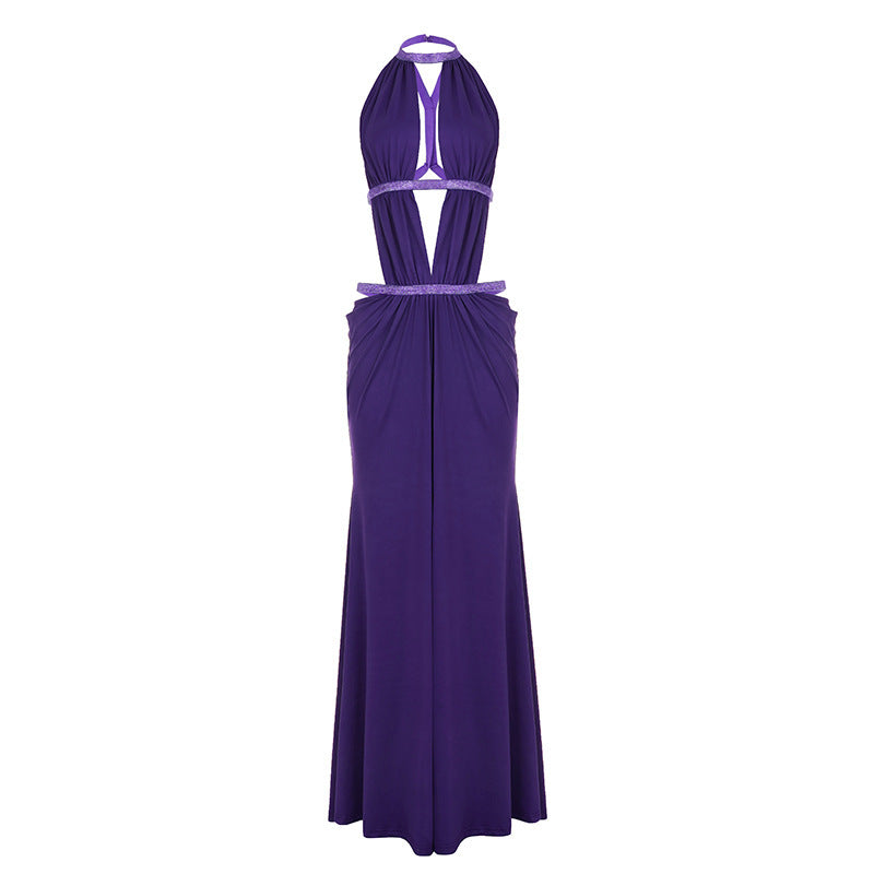 Damen Maxikleid mit tiefem V-Ausschnitt und elegantem Rückendetail R&B
