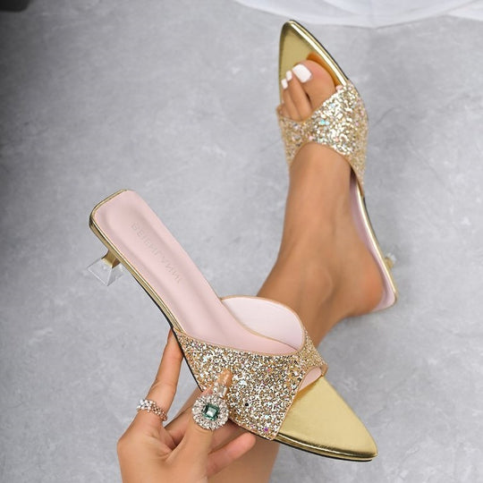 Damen Glamouröse Riemchen-Sandalen mit funkelndem Glitzer R&B