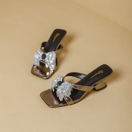 Damen elegante Sling-Sandalen mit funkelndem Schmuckdesign R&B