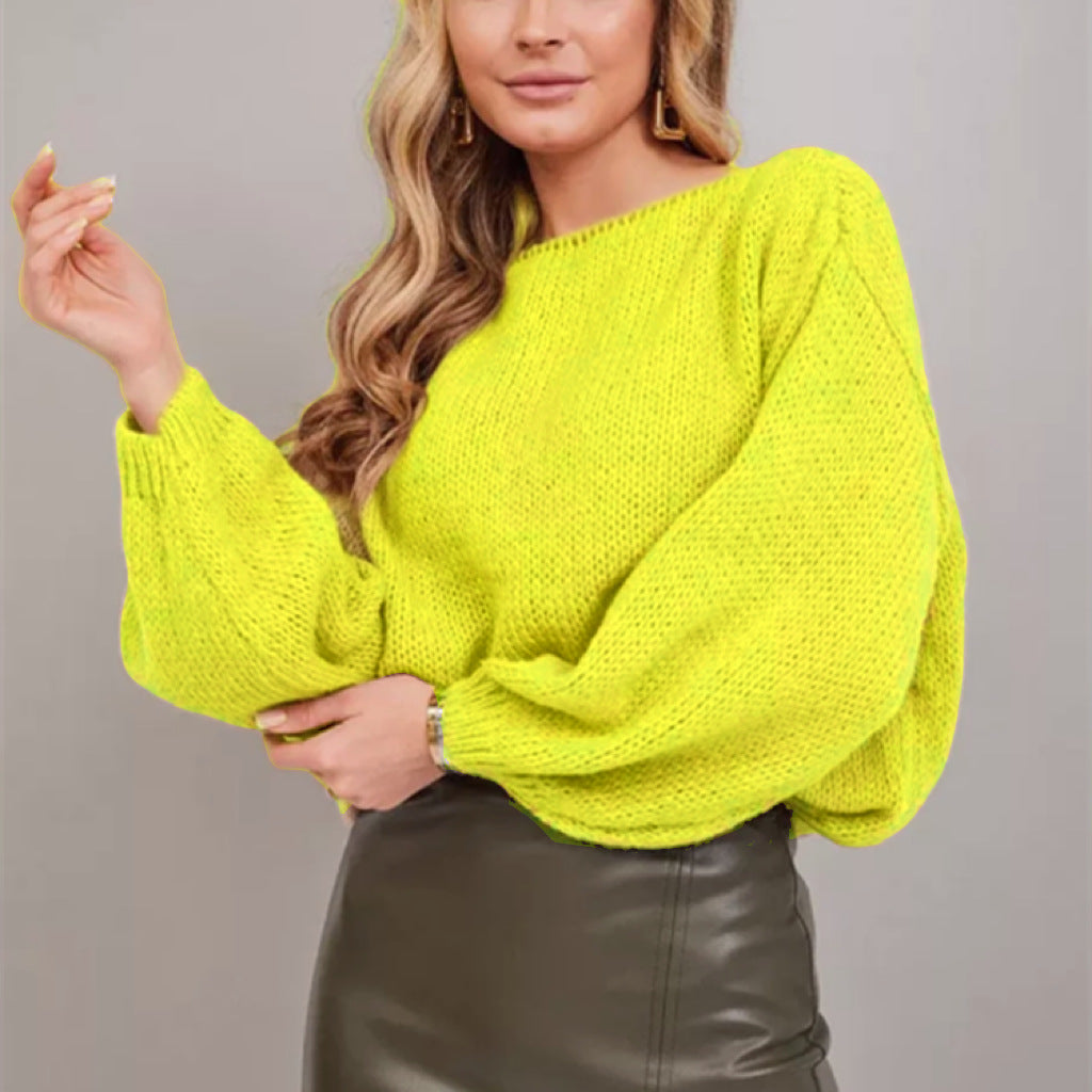 Damen Flauschiger Off-Shoulder Pullover mit überschnittenen Schultern R&B