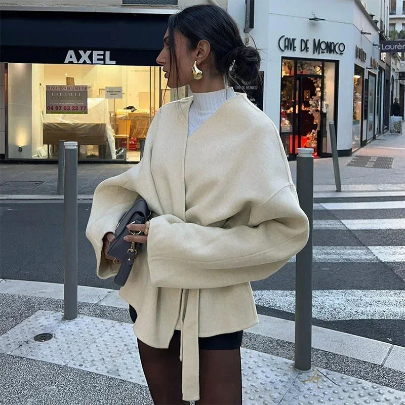 Damen Überwurfjacke mit Gürtel R&B
