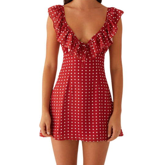 Damen Sommerkleid mit Rüschendetails und Blumenmuster R&B
