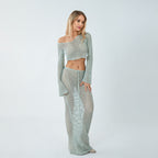 Damen Netzkleid mit langem Schnitt und stylishen Rüschen R&B