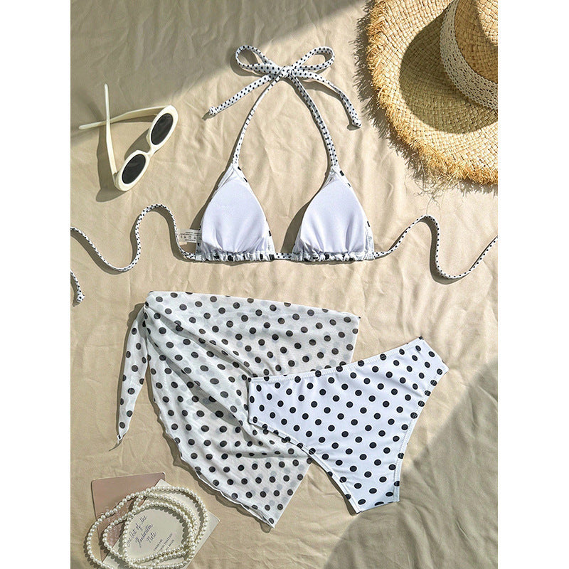 Damen Triangel-Bikini mit verspieltem Punktemuster und leichtem Cover-Up R&B
