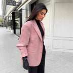 Damen Eleganter Oversized Blazer aus feinem Wildlederimitat R&B
