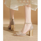 Damen elegante High Heels mit funkelndem Schleifendesign R&B