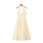 Damen Maxi-Kleid mit elegantem V-Ausschnitt und raffinierten Falten R&B