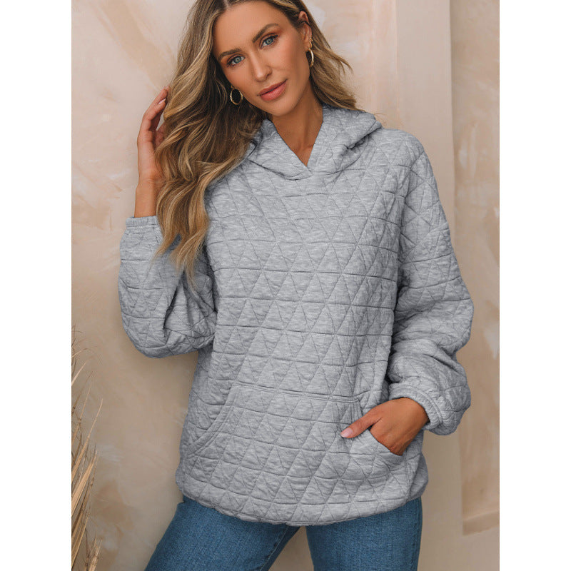 Damen gesteppter Kapuzenpullover mit praktischen Taschen R&B