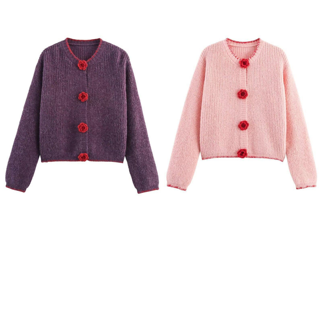 Damen Strickjacke mit Blumenapplikationen R&B