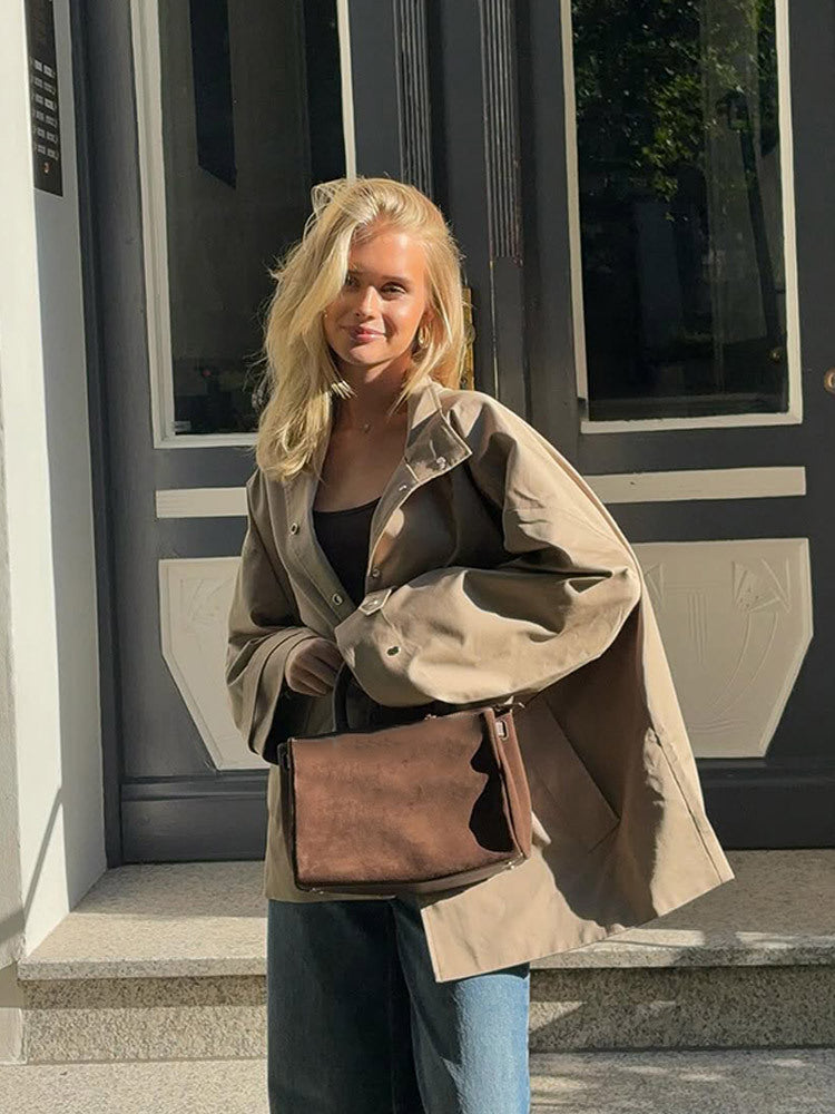 Damen lässige Oversized Jacke mit praktischen Taschen R&B