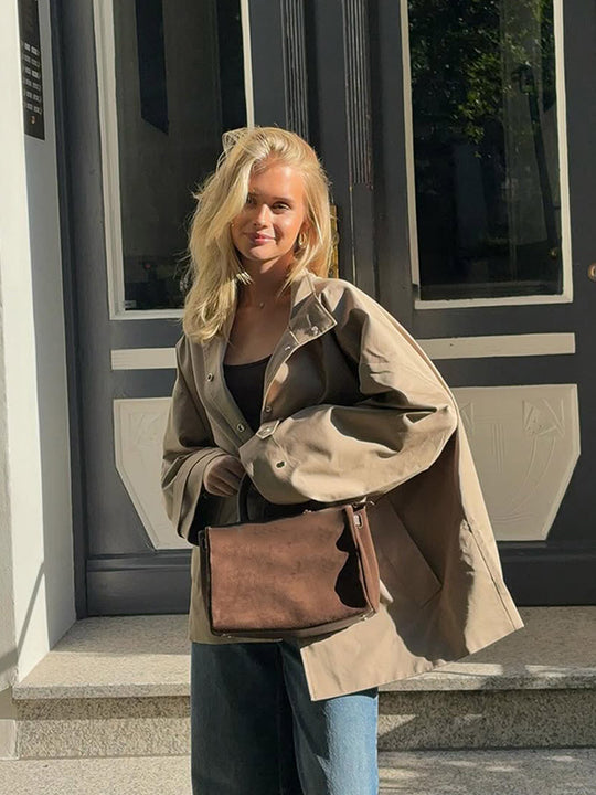 Damen lässige Oversized Jacke mit praktischen Taschen R&B