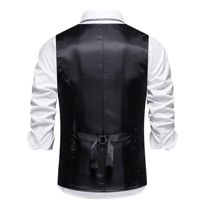 Herren elegante Weste mit schmalem Hahnentrittmuster und asymmetrischen Akzenten R&B