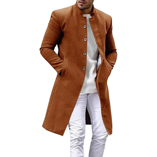 Herren stilvoller, moderner Wollmantel mit durchgehender Knopfreihe R&B