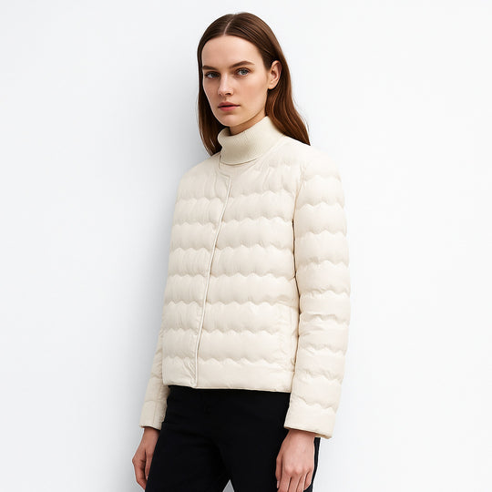 Damen Leichte gesteppte Jacke mit hochgeschlossenem Kragen und elastischen Bündchen R&B