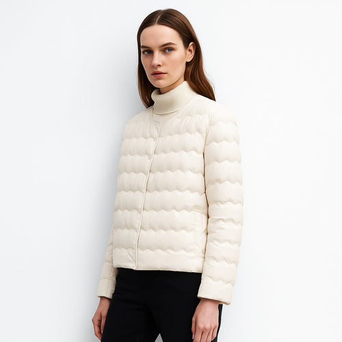 Damen Leichte gesteppte Jacke mit hochgeschlossenem Kragen und elastischen Bündchen R&B