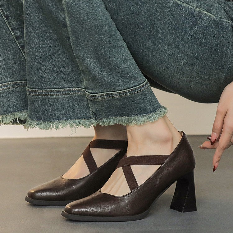 Damen elegante Pumps mit modischen Kreuzbändern R&B