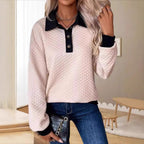 Damen Stepp-Pullover mit Kragen und Knopfleiste R&B