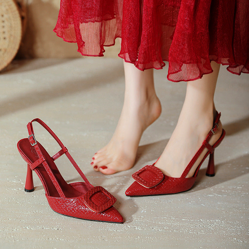 Damen Slingback-Pumps mit elegantem Kranz und schimmerndem Obermaterial