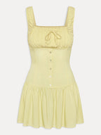 Damen Minikleid mit Rüschendetails und dekorativem Knoten R&B