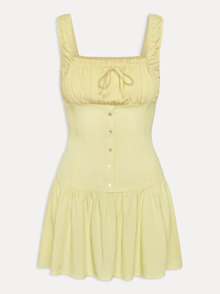 Damen Minikleid mit Rüschendetails und dekorativem Knoten R&B