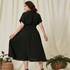 Damen Maxikleid mit elegantem Wickeldesign und fließendem Saum R&B