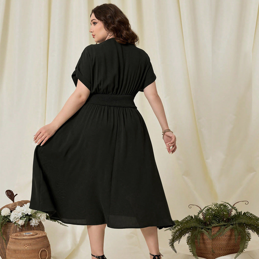 Damen Maxikleid mit elegantem Wickeldesign und fließendem Saum R&B