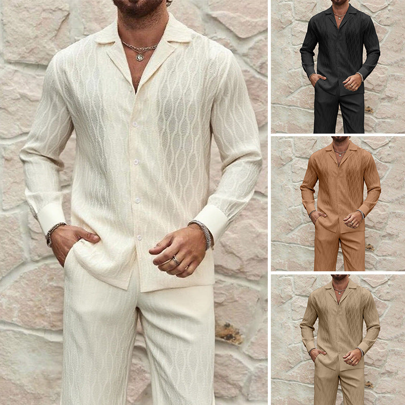 Herren eleganter Set mit feinem Strukturmuster und komfortablem Schnitt