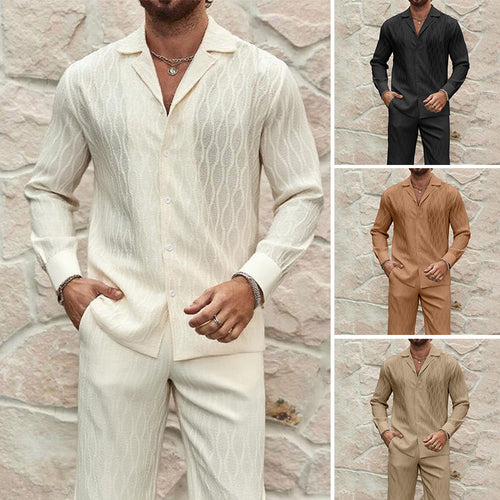 Herren eleganter Set mit feinem Strukturmuster und komfortablem Schnitt R&B