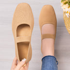 Damen Bequeme Strick-Ballerinas mit elastischem Riemen R&B