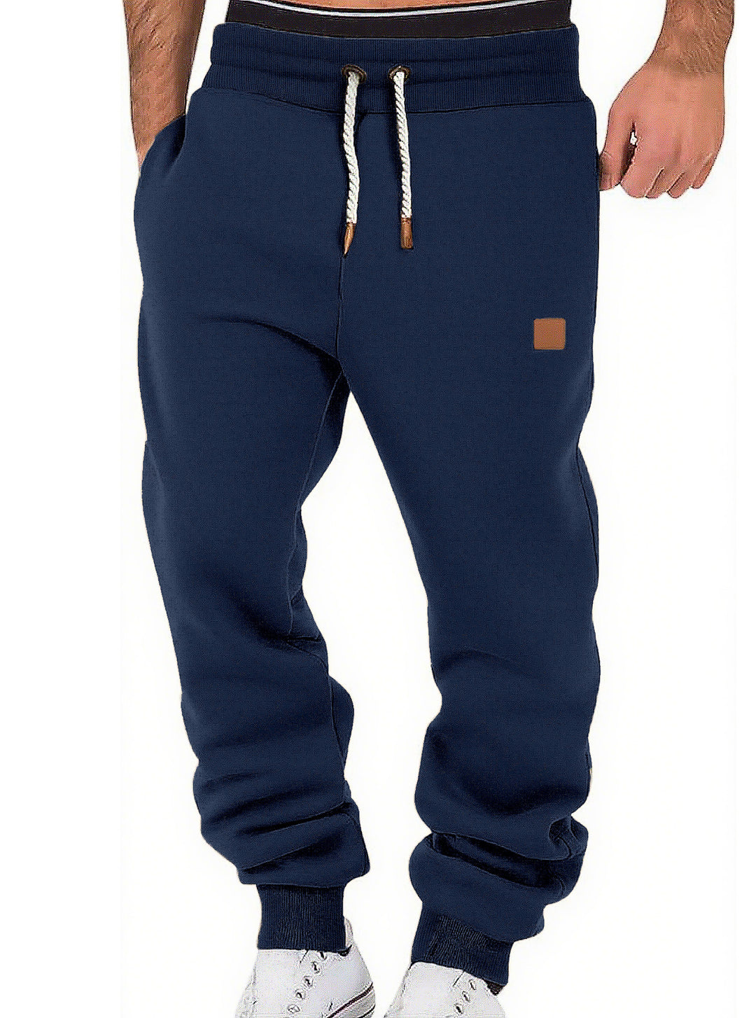 Herren nan komfortable Jogginghose aus hochwertiger Baumwollmischung mit elastischem Bund Kordelzug und Bündchen R&B