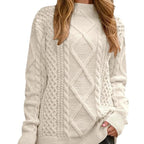 Damen Strickpullover mit aufwendigem Zopfmuster und lässigem Schnitt R&B