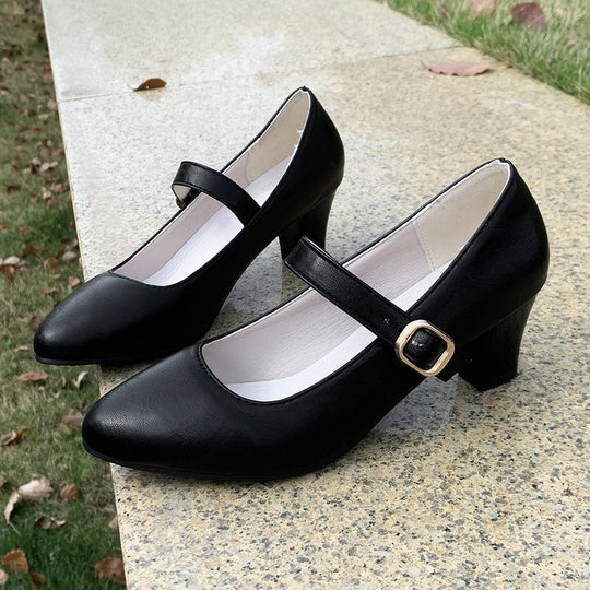 Damen Mary Jane Pumps mit modischem Riemendesign R&B