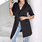 Damen Trenchcoat mit abnehmbarer Kapuze und verstellbarem Taillenzug R&B