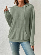 Damen gemütlicher Hoodie mit Rippenstruktur und praktischer Kängurutasche R&B