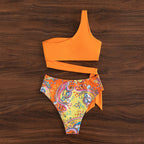 Damen Zweiteiliges Bikini-Set mit asymmetrischem Oberteil und stilvollem Wickel-Design R&B