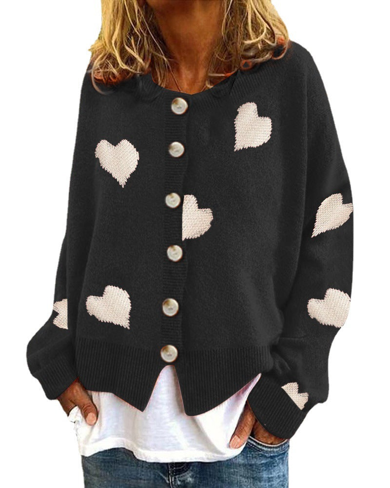 Damen kuschelige Strickjacke mit Herzmotiv R&B