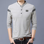Herren Langarm-Henley-Shirt mit stylischen Kontraststreifen