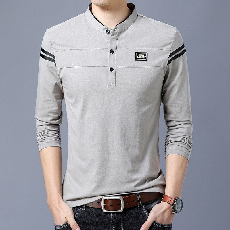 Herren Langarm-Henley-Shirt mit stylischen Kontraststreifen