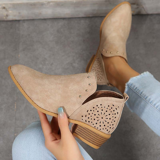 Vintage Spitzenschuh Hollow Knöchelstiefel R&B