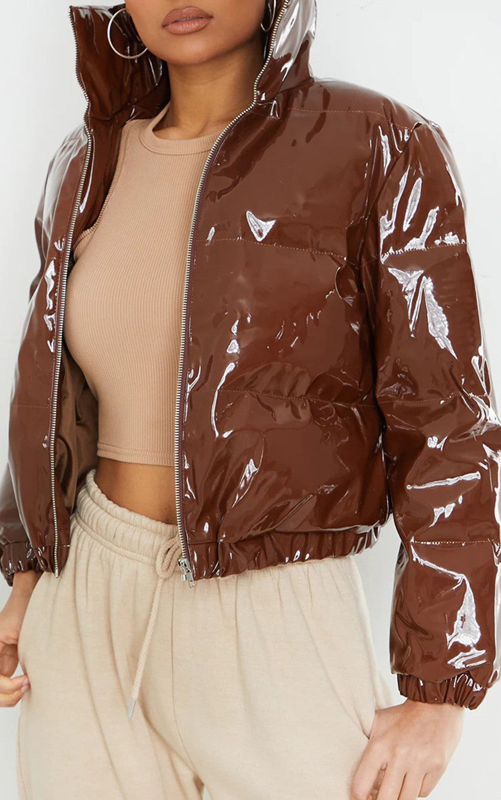 Damen Glänzende Kurzdaunenjacke R&B