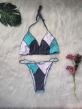 Damen Triangel-Bikini-Set mit geometrischem Design R&B