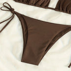 Damen Triangel-Bikini mit feiner Rippstruktur und verstellbaren Trägern R&B