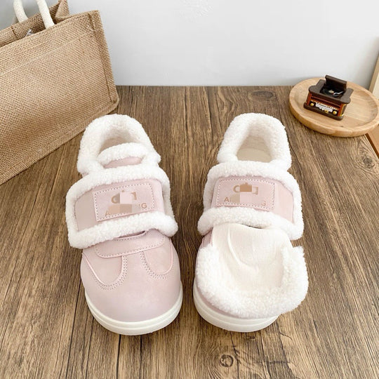 Damen warme Sneaker mit flauschigem Innenfutter und praktischem Klettverschluss R&B