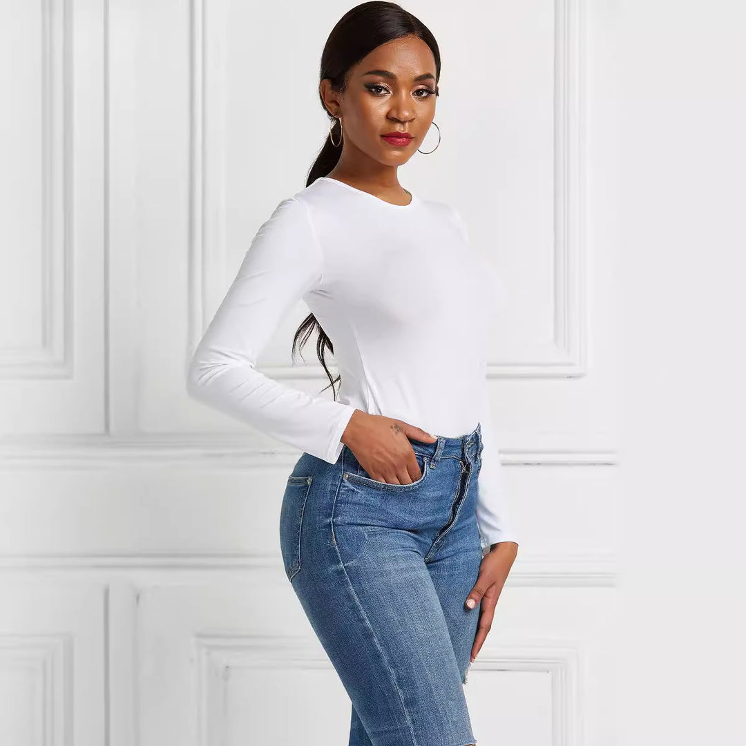 Damen Eleganter Langarmbody mit hohem Beinausschnitt R&B
