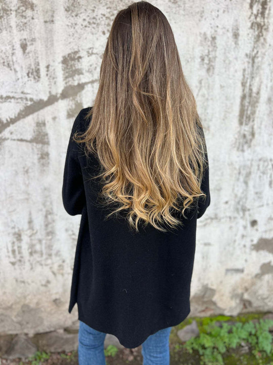 Damen Fleece Mantel mit doppelter Knopfleiste und schickem Reverskragen R&B